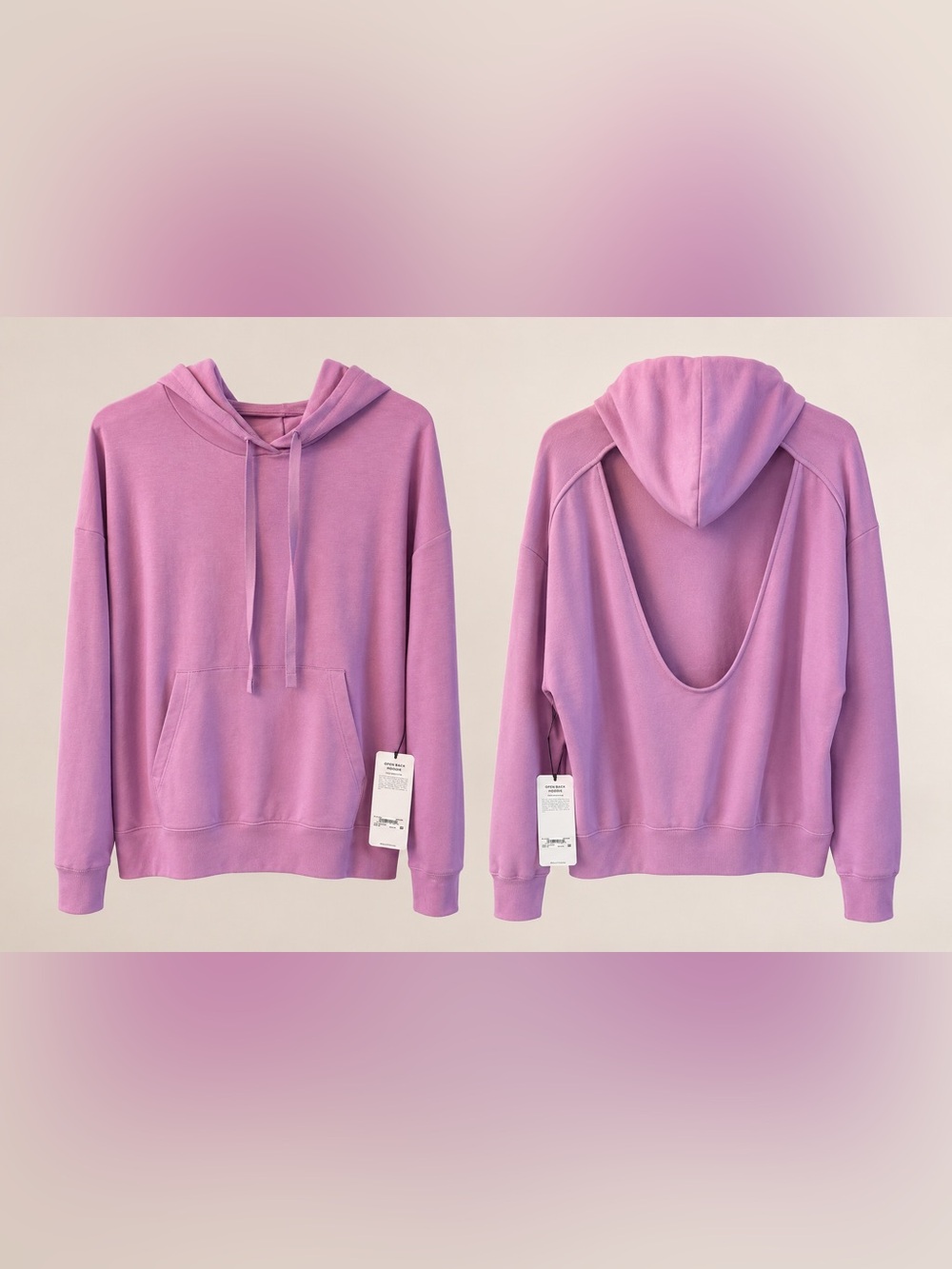 ALO Yoga Pink Lavender Open-Back Hoodie Pullover